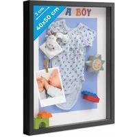 PHOTOLINI Bilderrahmen 3D-Objektrahmen tief zum Befüllen mit Glasscheibe, für 1 Bilder (1 Einzelrahmen), tiefer Rahmen 40x50 cm mit Passepartout für Objekte bis 3 cm Tiefe