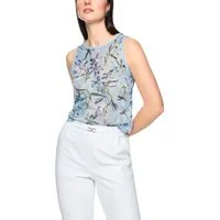 Marc Cain Shirttop Serene Hues Premium Damenmode High Art Strickmuster mit Blumenprint