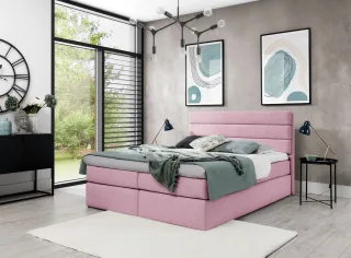 Boxspringbett Schlafzimmerbett Bett DAVINO DELUX Stoff Rosa 160x200cm