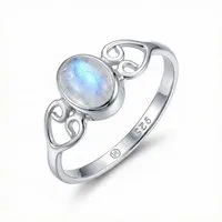 mantraroma Silberring ORITI aus 925 Silber mit Regenbogen Mondstein (Ring mit Schmuckbeutel), Damenring aus 925er Silber