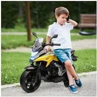 AIYAPLAY Elektro-Kindermotorrad mit Stützrädern, Musik, Scheinwerfer, Belastbarkeit 30 kg, (1-tlg), mit MP3, USB, bis 3 km,h, für Kinder von 3-6 Jahren, Gelb
