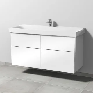 Sanipa 3way Waschtischunterbau zu Geberit Xeno2 Waschtisch mit 4 Auszügen, Weiß-Glanz BS66478