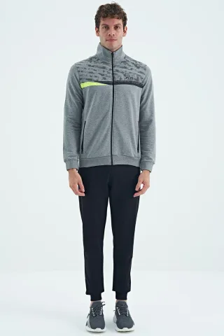 Bedrucktes Sweatshirt- und Hosen-Set mit Reißverschlusskragen