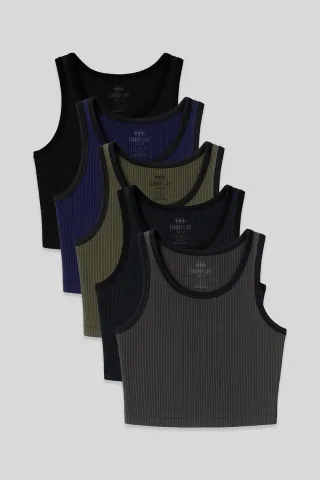 Rippstrick-Baumwollmischung Crop Top