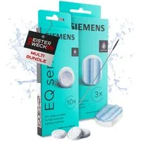 SIEMENS 10x Reinigungstabletten & 3x Entkalkungstabletten + Bürste Pflegeset (MEISTERZWECK4U, [- TZ80001 + TZ80002 Reinigung, Entkalkung + Bürste Pflegeset)
