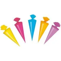Livepac Office Schultüte 5 Deko Schultüten / Länge: 20cm / Farbe: je 1x gelb,pink,hellblau,suns