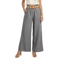 dy_mode Palazzohose Damen High Waist Palazzohose Weitbein Hose Schlupfhose Sommer Strand in Unifarbe, High Waist, mit elastischem Bund