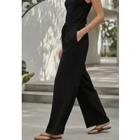 Andijamo-Fashion Marlene-Hose PANTS FLOWY WIDE LEG Wide Leg aus fließender Ware