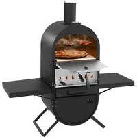 COSTWAY Pizzaofen, Outdoor Holzofen mit Grillrost, bis zu 400℃
