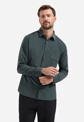 No Excess - Shirt Herringbone Fine Corduroy dark steel - Gr. - L