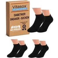 Vitasox Sneakersocken für Diabetiker im 2er Pack, ohne Gummi und ohne Einschneiden (2-Paar) mit weichem und dehnbarem Komfortbund