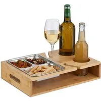 relaxdays Tabletttisch Couchbar mit Edelstahlschale