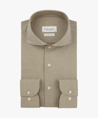Profuomo - Cognac Twill Japanese knitted Hemd Cognac - Gr. - 44