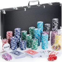 Goods+Gadgets Spiel Goods+Gadgets Profi Poker Set – Pokerkoffer mit 300–500 Chips Zuhause, Pokerset inkl. 300-500 Poker-Chips, Casino für Zuhause