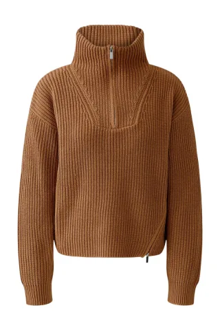 Oui - Klassischer Troyer Pullover braun - Gr. - 36
