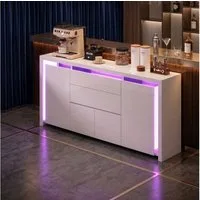 Gdood Sideboard mit 4 Türen, LED Hochglanz Schränke Kommode Buffet (1 St., für Esszimmer Schlafzimmer Wohnzimmer Flur, 160x35x75cm Highboard), Küchenmöbel, mit stabilen Eisenrahmenbeinen