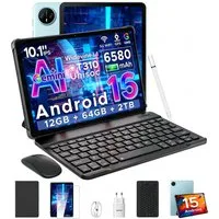 DOOGEE TAB A9 Tablet 10 Zoll, Android Tablet, 64GB ROM (TF 2TB), 5G WiFi Tablet (10.1", 64 GB, Android 15, Wifi, Android 16, Tablet mit Tastatur/Stift/Maus/Hülle, Face ID)