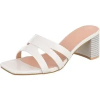 Ital-Design Damen Sandalette mit Blockabsatz und Riemen Pantolette (91971132) Blockabsatz Sandalen & Sandaletten in Weiß
