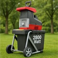 Onbest Messerhäcksler RS2844 mit Stopfer, 2800W, 60L Fangbox, 4,4 cm max. Astdurchmesser, Rücklauf, Selbsteinzug