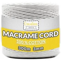 Creative Deco 300m Makramee Garn 3mm, 12-lagig Schnur Nähgarn, 300,00 m