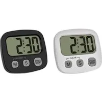 TFA Dostmann Stoppuhr 2er Set Digitaler Timer mit Stoppuhr und Uhrzeit Stoppuhr Schwarz