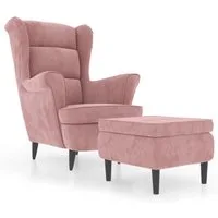 vidaXL Ohrensessel, mit Hocker Rosa Samt