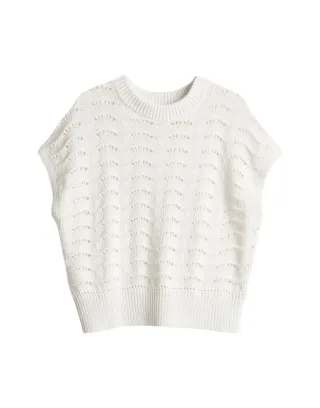 Opus - Kurzarm-Strickpullover - Pydra weiß - Gr. - 42