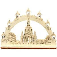 DeColibri Schwibbogen Midi Schwibbogen Dresdner Frauenkirche Dresden, 15 cm-Holzkunst Sachs., Holzkunst aus Sachsen