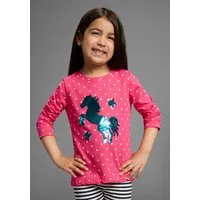 KIDSWORLD Langarmshirt für kleine Mädchen Langarm, Basic-Passform, bedruckt, Rundhalsausschnitt