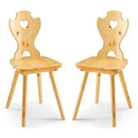pemora Holzstuhl Bauernstuhl Kiefer massiv Stuhl mit Herz 2-er Set ROSI natur