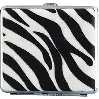 CHAMP Aufbewahrungsbox ZIGARETTENETUI "Animal" für 20 Zigaretten Plüsch aus Metall 97 (Zebra), Zigarettenbox Zigarettendose Etui Case Box Dose Hardcase