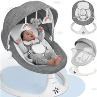 Insma Babyschaukel 5 Gang Elektrische bluetooth-Babywippe, mit 10 Liedern und Fernbedienung, 3x Spielzeug, Batteriekompatibel