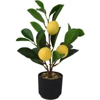 Kunstblume, Decoris season decorations, Künstlicher Zitronenbaum 27cm im Topf Gelb / Grün