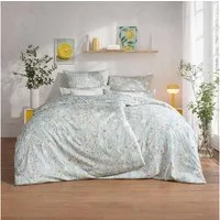 Estella Bettwäsche Estella Mako-Satin Bettwäsche 135x200 Celeste grün Blumenwiese Sommer, Mako-Satin, 2 teilig
