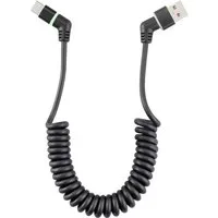 Renkforce USB-Kabel USB 2.0 USB-A Stecker, USB-C® Stecker 1.50 m Schwarz USB-Kabel, Steckkontakte 360° drehbar, Spiralkabel