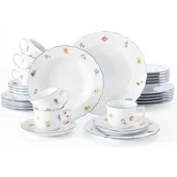 Seltmann Weiden Kombiservice Geschirr-Set, Service Sonate Nostalgie (30-tlg), 6 Personen, Porzellan, Tassen, Untertassen, Teller, Made in Germany, 18 Teile, für 6 Personen