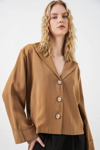 Oversized Blazerjacke mit Knopfverschluss