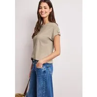 STREET ONE Shirttop Sommershirt mit Rundhals und Knopfdetails