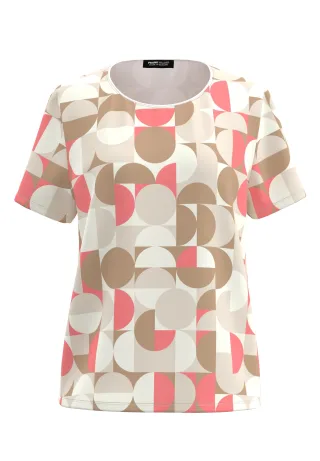 FRANK WALDER - T-Shirt NOS mit Geo-Print tangerine/affogato/ecru - Gr. - 40