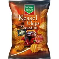 funny-frisch Knabberei, funny frisch Kessel Chips Cross Cut Spicy BBQ vegetarisch 120g