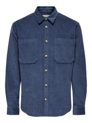 ONLY&SONS - ONSALP 2PKT WASHD CORD LS SHIRT NOOS Vintage Indigo - Gr. - XXL