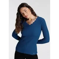 Laura Scott V-Ausschnitt-Pullover mit femininer Wellenkante