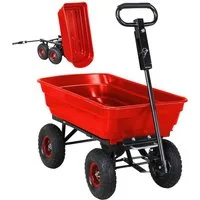 miweba Bollerwagen Gartenwagen Transportkarre Dumper (300 kg Zuladung - Kippverriegelung - 75 L Volumen - Kippfunktion - Doppelachse, 1-tlg., deichselgeführte Lenkachse - Anhängerfunktion - Luftreifen), Transportwagen - Gartenkarre- Gartenwagen - Sch