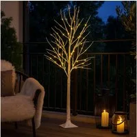 JUST LIGHT LED Stehlampe, LED-Leuchtmittel fest verbaut, Warmweiß, LED Stehleuchte Außenlampe Birkenoptik Baum weiß 3000K H 180 cm