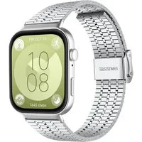 Wigento Smartwatch-Armband Edelstahl für Huawei Watch Fit 5 4 / Fit 5 4 Pro / 3 Uhr Silber, Edelstahl Armband im Seven Beads Design
