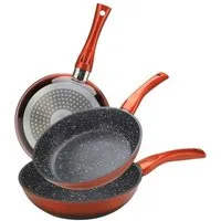Cheffinger Bratpfanne 3tlg Pfannenset Induktion Bratpfanne Pfanne marmor ø20-24-28cm, Edelstahl 18/10 (3-tlg)