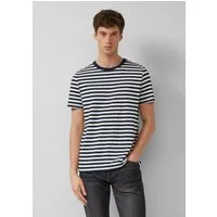 s.Oliver Kurzarmshirt T-Shirt Gestreiftes T-Shirt in Flammgarnstruktur
