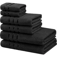 Bruno Banani Handtuch Set Clement, Duschtücher, Handtücher, Seiftücher, Frottier (Set, 6-St), mit dezent glänzender Streifenbordüre, einfarbig, aus 100% Baumwolle