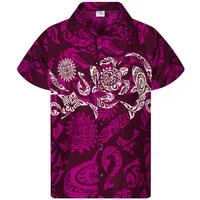 King Kameha Hawaiihemd Maori Chest Funky Hawaii-Hemd Herren Kurzarm Front-Tasche Unisex