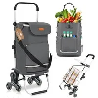 Sekey Einkaufstrolley Klappbarer Einkaufswagen mit Kühlfach, Treppensteiger Trolley 3 in 1, 42 l, Faltbarer Einkaufswagen inkl. Einkaufschip und Spanngurt